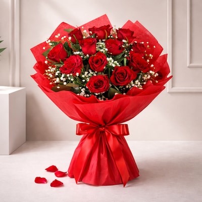 Romantic Bunch Of Red Roses image